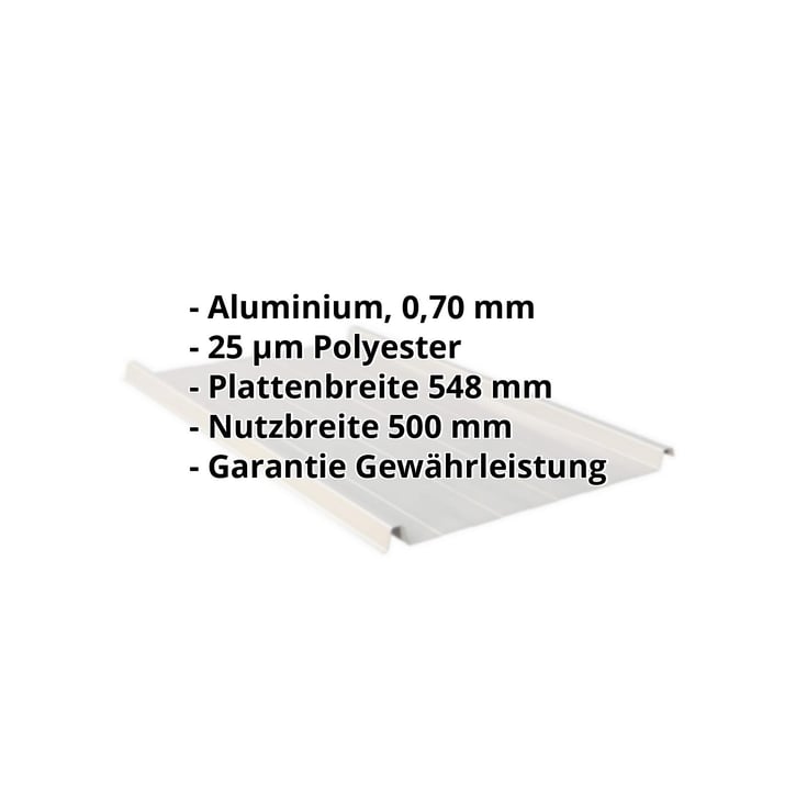 Stehfalzblech 33/500-LR | Dach | Aluminium 0,70 mm | 25 µm Polyester | 9006 - Weißaluminium #2