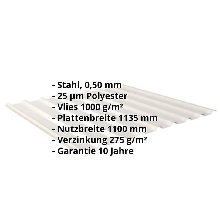 Trapezblech 20/1100 | Dach | Anti-Tropf 1000 g/m² | Stahl 0,50 mm | 25 µm Polyester | 9002 - Grauweiß #2