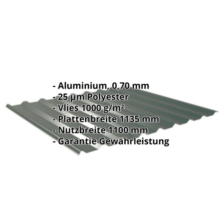 Trapezblech 20/1100 | Dach | Anti-Tropf 1000 g/m² | Aluminium 0,70 mm | 25 µm Polyester | 6005 - Moosgrün #2
