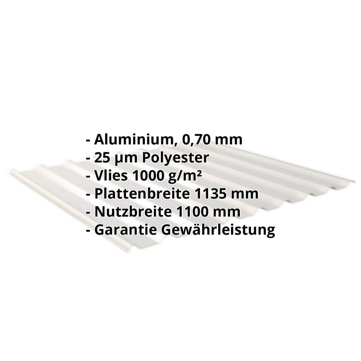 Trapezblech 20/1100 | Dach | Anti-Tropf 1000 g/m² Aluminium 0,70 mm | 25 µm Polyester | 9006 - Weißaluminium Trapezblech 20/1100 | Dach | Anti-Tropf 1000 g/m² | Aluminium 0,70 mm | 25 µm Polyester | 9006 - Weißaluminium #2