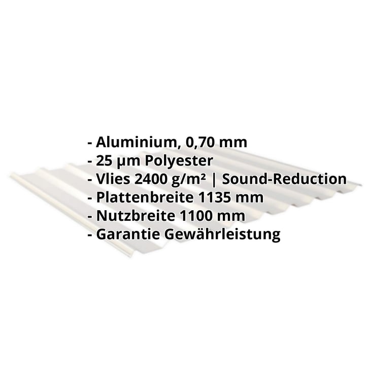 Trapezblech 20/1100 | Dach | Anti-Tropf 2400 g/m² | Aluminium 0,70 mm | 25 µm Polyester | 9006 - Weißaluminium #2