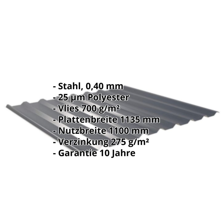 Trapezblech 20/1100 | Dach | Anti-Tropf 700 g/m² | Sonderposten | Stahl 0,40 mm | 25 µm Polyester | 7016 - Anthrazitgrau #2