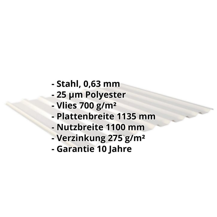 Trapezblech 20/1100 | Dach | Anti-Tropf 700 g/m² Stahl 0,63 mm | 25 µm Polyester | 9006 - Weißaluminium Trapezblech 20/1100 | Dach | Anti-Tropf 700 g/m² | Stahl 0,63 mm | 25 µm Polyester | 9006 - Weißaluminium #2