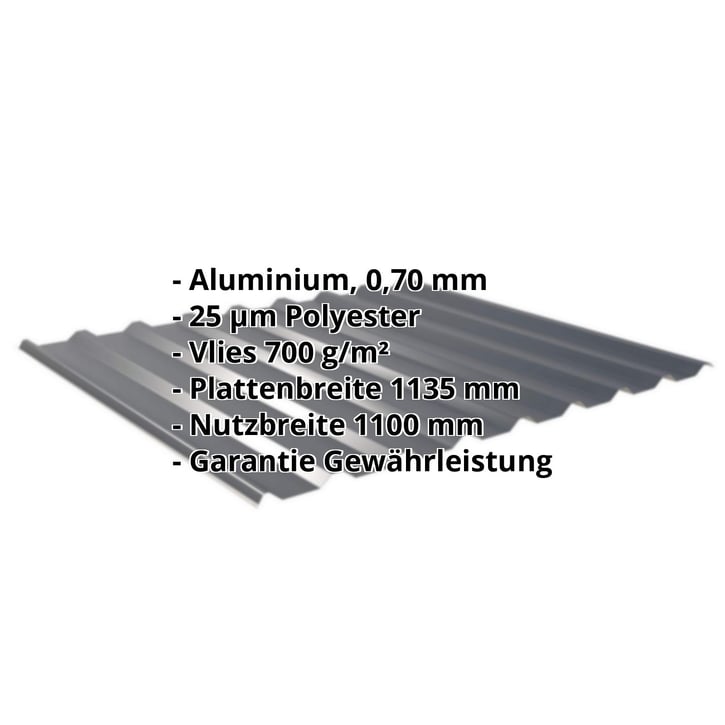 Trapezblech 20/1100 | Dach | Anti-Tropf 700 g/m² Aluminium 0,70 mm | 25 µm Polyester | 7016 - Anthrazitgrau Trapezblech 20/1100 | Dach | Anti-Tropf 700 g/m² | Aluminium 0,70 mm | 25 µm Polyester | 7016 - Anthrazitgrau #2