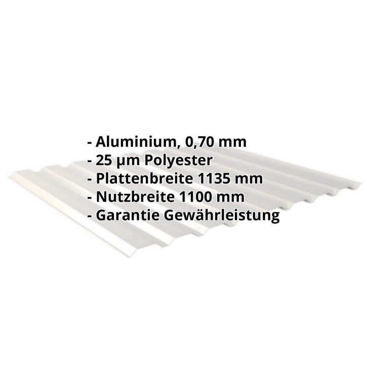 Trapezblech 20/1100 | Wand | Aluminium 0,70 mm | 25 µm Polyester | 9006 - Weißaluminium #2