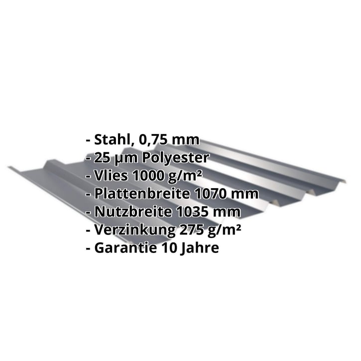 Trapezblech 35/207 | Dach | Anti-Tropf 1000 g/m² | Stahl 0,75 mm | 25 µm Polyester | 7016 - Anthrazitgrau #2