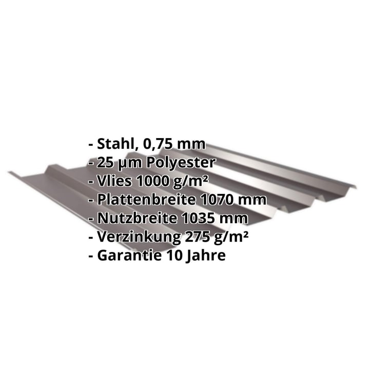 Trapezblech 35/207 | Dach | Anti-Tropf 1000 g/m² | Stahl 0,75 mm | 25 µm Polyester | 8017 - Schokoladenbraun #2