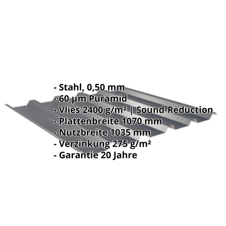 Trapezblech 35/207 | Dach | Anti-Tropf 2400 g/m² | Stahl 0,50 mm | 60 µm Puramid | 7016 - Anthrazitgrau #2