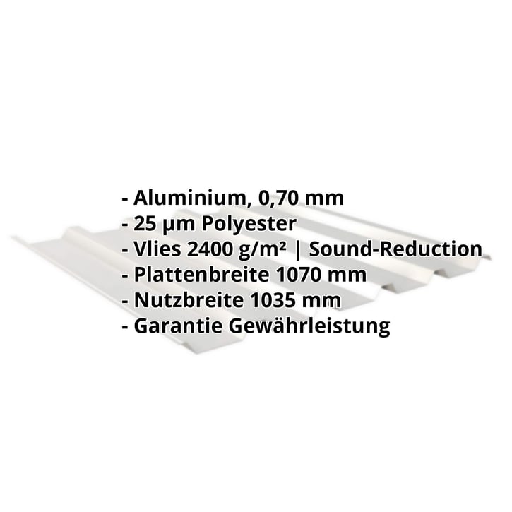 Trapezblech 35/207 | Dach | Anti-Tropf 2400 g/m² Aluminium 0,70 mm | 25 µm Polyester | 9006 - Weißaluminium Trapezblech 35/207 | Dach | Anti-Tropf 2400 g/m² | Aluminium 0,70 mm | 25 µm Polyester | 9006 - Weißaluminium #2