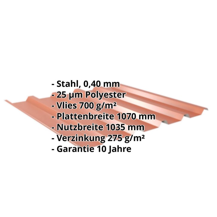 Trapezblech 35/207 | Dach | Anti-Tropf 700 g/m² | Sonderposten | Stahl 0,40 mm | 25 µm Polyester | 8004 - Kupferbraun #2