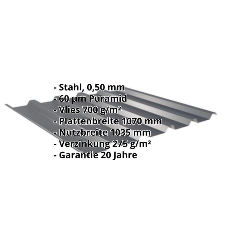 Trapezblech 35/207 | Dach | Anti-Tropf 700 g/m² | Stahl 0,50 mm | 60 µm Puramid | 7016 - Anthrazitgrau #2