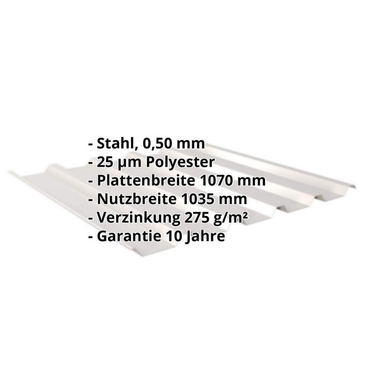 Trapezblech 35/207 | Dach | Stahl 0,50 mm | 25 µm Polyester | 7035 - Lichtgrau #2