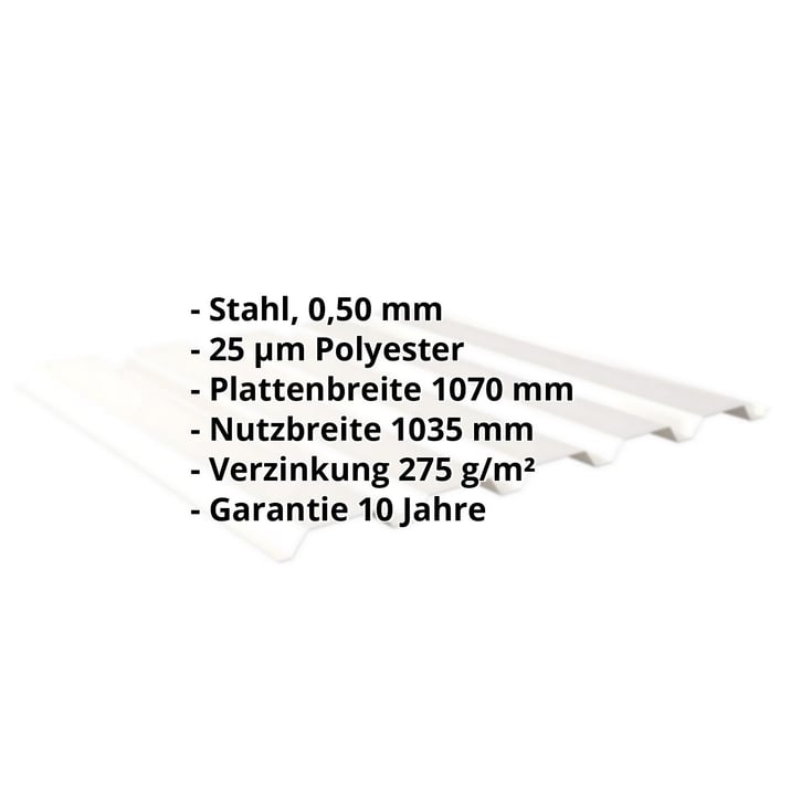 Trapezblech 35/207 | Wand | Stahl 0,50 mm | 25 µm Polyester | 9010 - Reinweiß #2