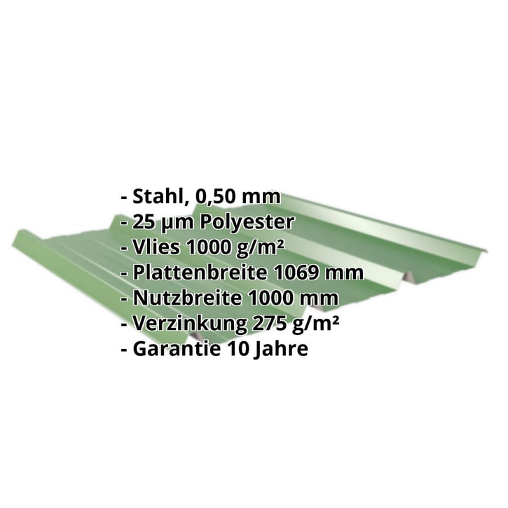 Trapezblech 45/333 | Dach | Anti-Tropf 1000 g/m² | Stahl 0,50 mm | 25 µm Polyester | 6002 - Laubgrün #2