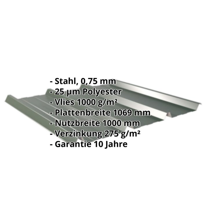 Trapezblech 45/333 | Dach | Anti-Tropf 1000 g/m² | Stahl 0,75 mm | 25 µm Polyester | 6020 - Chromoxidgrün #2