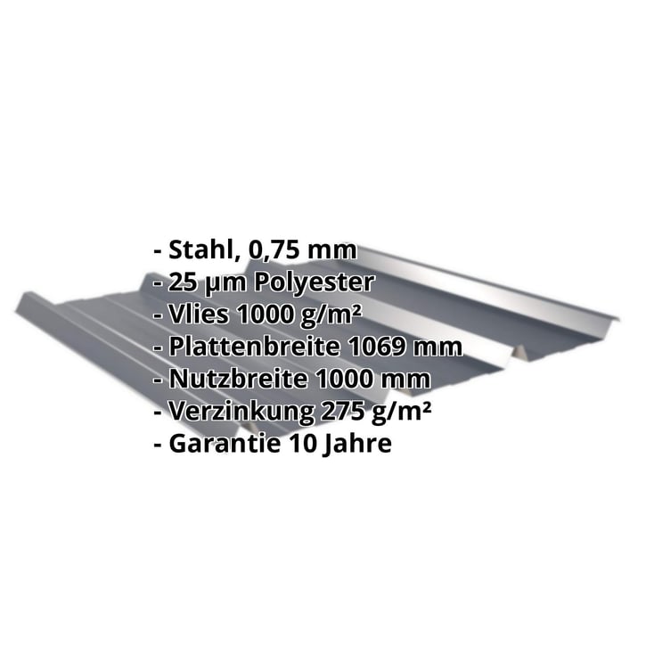 Trapezblech 45/333 | Dach | Anti-Tropf 1000 g/m² | Stahl 0,75 mm | 25 µm Polyester | 7016 - Anthrazitgrau #2