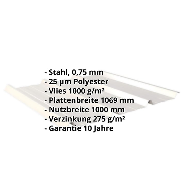 Trapezblech 45/333 | Dach | Anti-Tropf 1000 g/m² | Stahl 0,75 mm | 25 µm Polyester | 9002 - Grauweiß #2