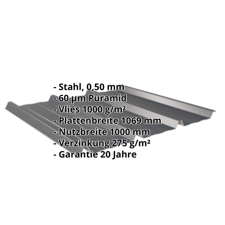 Trapezblech 45/333 | Dach | Anti-Tropf 1000 g/m² | Stahl 0,50 mm | 60 µm Puramid | 7016 - Anthrazitgrau #2