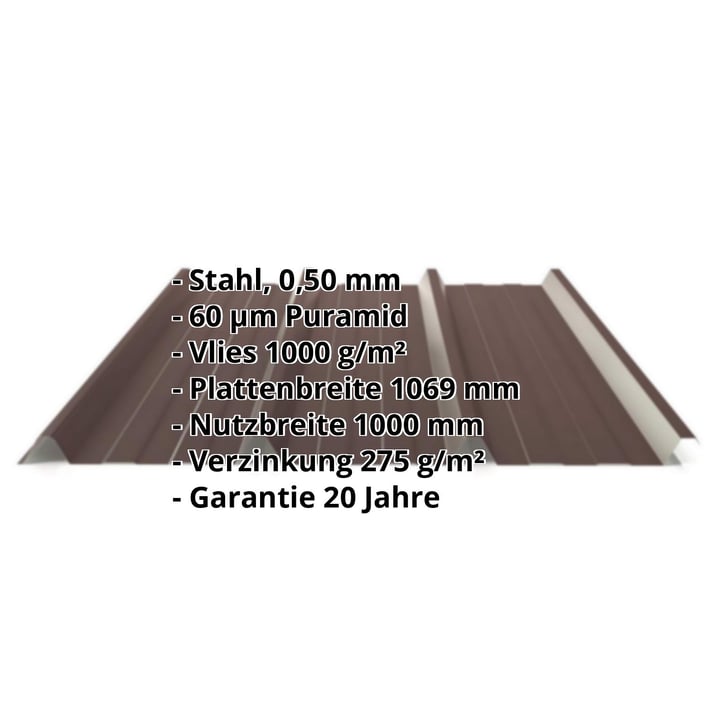 Trapezblech 45/333 | Dach | Anti-Tropf 1000 g/m² | Stahl 0,50 mm | 60 µm Puramid | 8017 - Schokoladenbraun #2