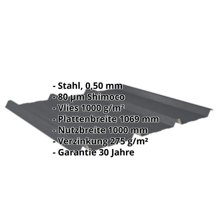 Trapezblech 45/333 | Dach | Anti-Tropf 1000 g/m² | Stahl 0,50 mm | 80 µm Shimoco | 7016 - Anthrazitgrau #2