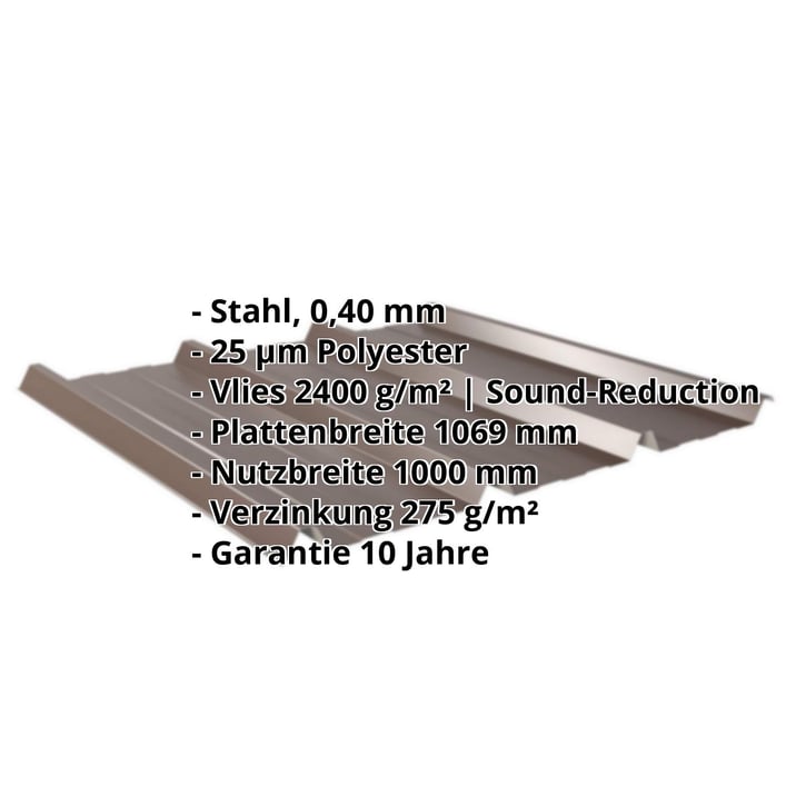 Trapezblech 45/333 | Dach | Anti-Tropf 2400 g/m² | Sonderposten | Stahl 0,40 mm | 25 µm Polyester | 8014 - Sepiabraun #2