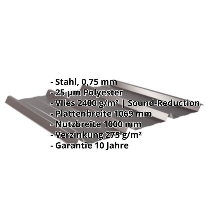 Trapezblech 45/333 | Dach | Anti-Tropf 2400 g/m² | Stahl 0,75 mm | 25 µm Polyester | 8017 - Schokoladenbraun #2