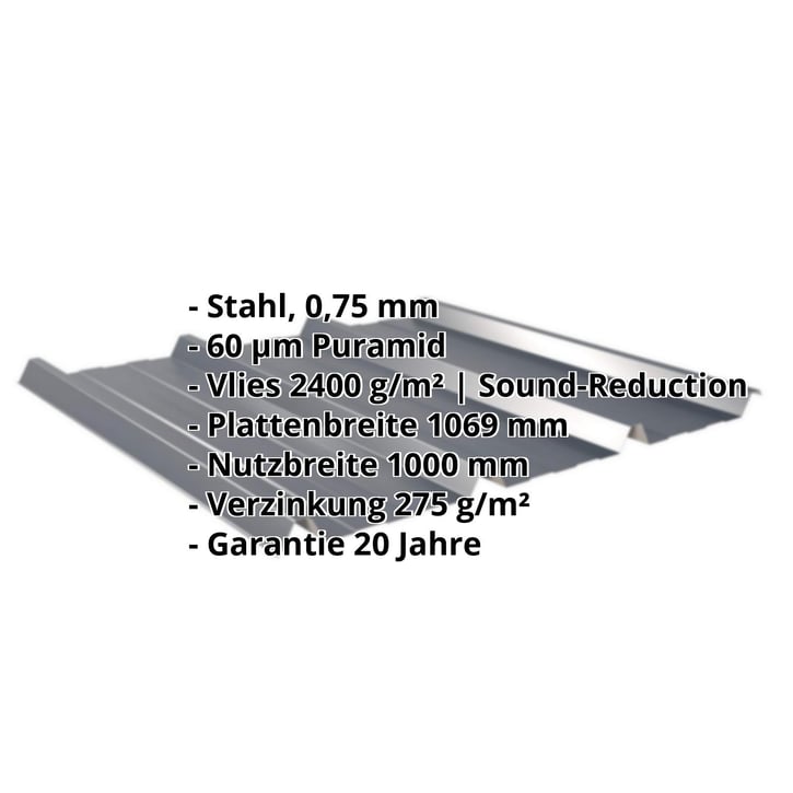 Trapezblech 45/333 | Dach | Anti-Tropf 2400 g/m² | Stahl 0,75 mm | 60 µm Puramid | 7016 - Anthrazitgrau #2