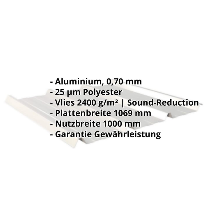 Trapezblech 45/333 | Dach | Anti-Tropf 2400 g/m² | Aluminium 0,70 mm | 25 µm Polyester | 9006 - Weißaluminium #2