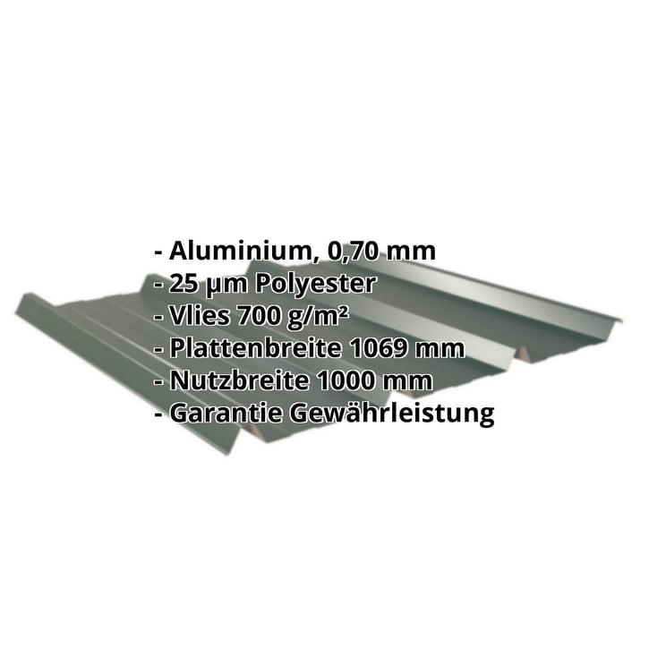 Trapezblech 45/333 | Dach | Anti-Tropf 700 g/m² | Aluminium 0,70 mm | 25 µm Polyester | 6005 - Moosgrün #2