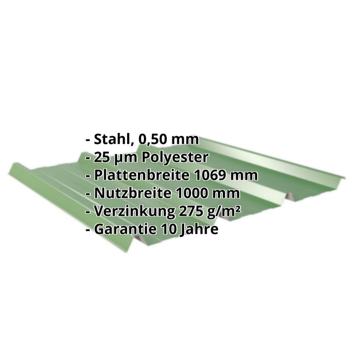 Trapezblech 45/333 | Dach | Stahl 0,50 mm | 25 µm Polyester | 6002 - Laubgrün #2