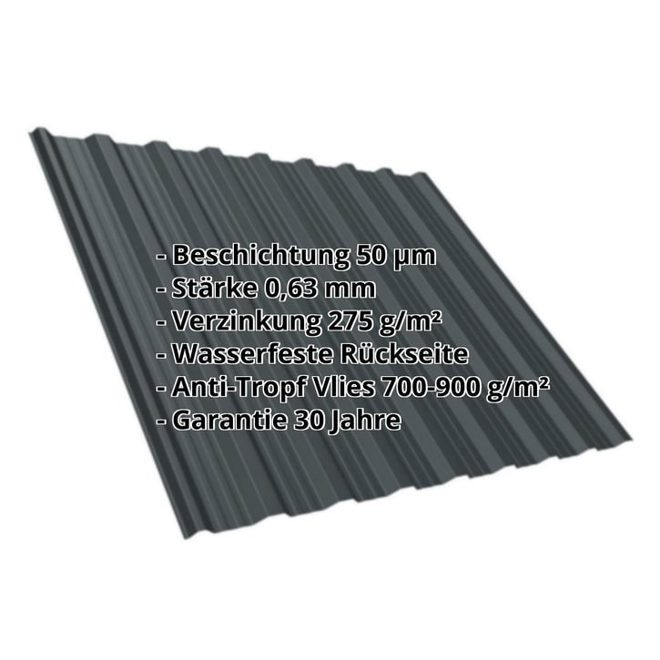 Trapezblech T18DR | Dach | Anti-Tropf 700 g/m² | Stahl 0,63 mm | 50 µm PURLAK® | 7016 - Anthrazitgrau #2