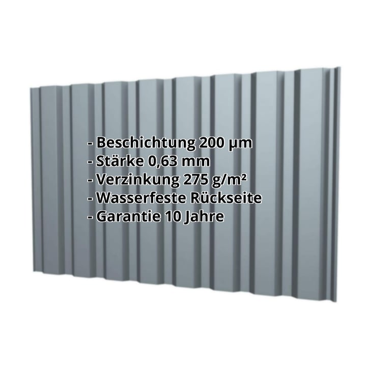 Trapezblech T20M | Wand | Stahl 0,63 mm | 200 µm HPS Ultra® | 7040 - Fenstergrau #2