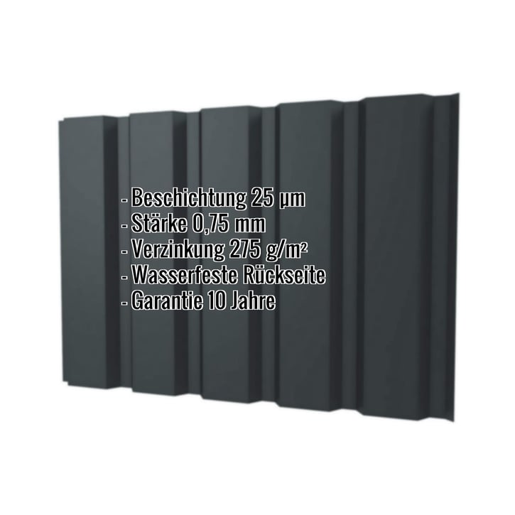 Trapezblech T35M | Wand | Stahl 0,75 mm | 25 µm Polyester | 7016 - Anthrazitgrau beidseitig #2