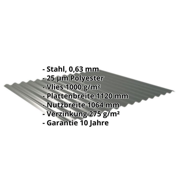 Wellblech 18/1064 | Dach | Anti-Tropf 1000 g/m² | Stahl 0,63 mm | 25 µm Polyester | 6020 - Chromoxidgrün #2
