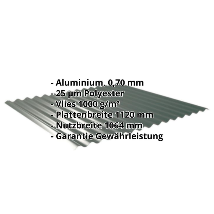 Wellblech 18/1064 | Dach | Anti-Tropf 1000 g/m² | Aluminium 0,70 mm | 25 µm Polyester | 6005 - Moosgrün #2
