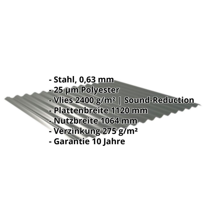 Wellblech 18/1064 | Dach | Anti-Tropf 2400 g/m² | Stahl 0,63 mm | 25 µm Polyester | 6020 - Chromoxidgrün #2
