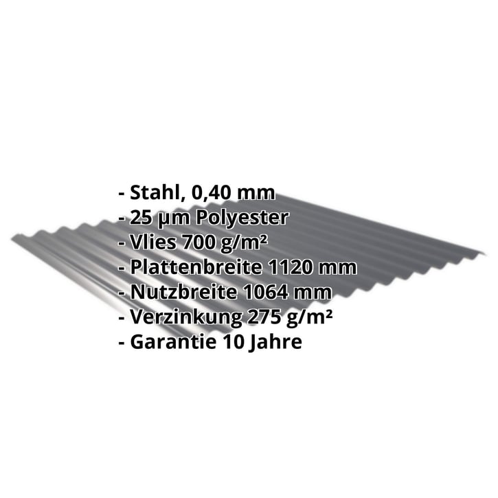 Wellblech 18/1064 | Dach | Anti-Tropf 700 g/m² | Sonderposten Stahl 0,40 mm | 25 µm Polyester | 7016 - Anthrazitgrau Wellblech 18/1064 | Dach | Anti-Tropf 700 g/m² | Sonderposten | Stahl 0,40 mm | 25 µm Polyester | 7016 - Anthrazitgrau #2