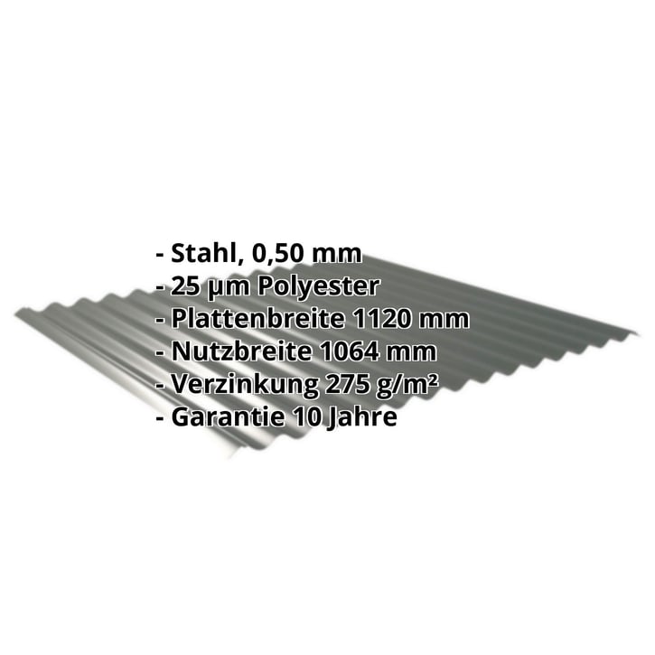 Wellblech 18/1064 | Dach Stahl 0,50 mm | 25 µm Polyester | 6020 - Chromoxidgrün Wellblech 18/1064 | Dach | Stahl 0,50 mm | 25 µm Polyester | 6020 - Chromoxidgrün #2