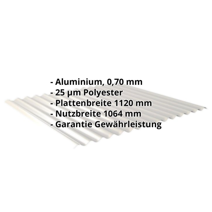 Wellblech 18/1064 | Dach Aluminium 0,70 mm | 25 µm Polyester | 9006 - Weißaluminium Wellblech 18/1064 | Dach | Aluminium 0,70 mm | 25 µm Polyester | 9006 - Weißaluminium #2