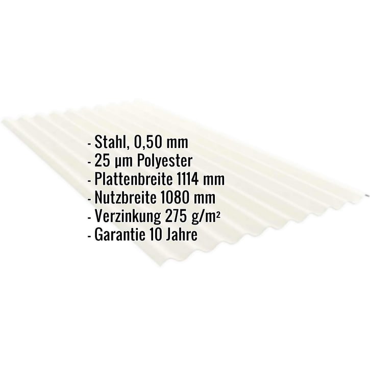 Wellblech PF25W | Wand | Stahl 0,50 mm | 25 µm Polyester | 9002 - Grauweiß #2