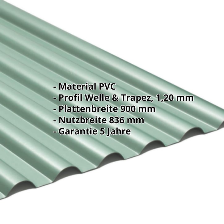PVC Profilplatte SINTRA | 77/18 | 1,20 mm | Grün Metallic | 4500 mm #2