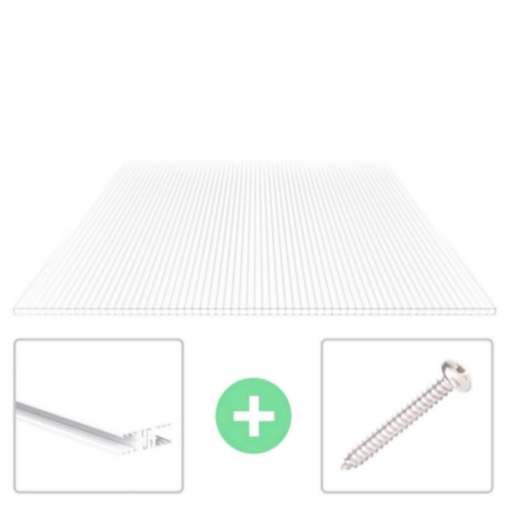 Polycarbonat Doppelstegplatte | 10 mm | Profil Zevener Sprosse | Sparpaket | Plattenbreite 1,05 m | Klar | Breite 3,34 m | Länge 2,00 m #2