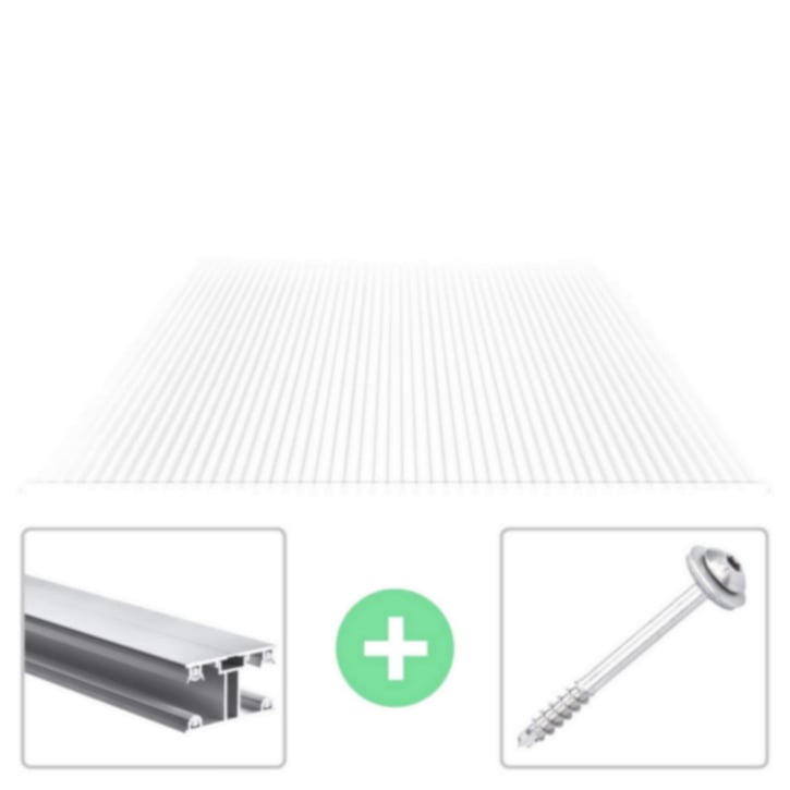 Polycarbonat Stegplatte | 16 mm | Profil ECO | Sparpaket | Plattenbreite 1,20 m | Klar | Breite 3,71 m | Länge 2,00 m #2
