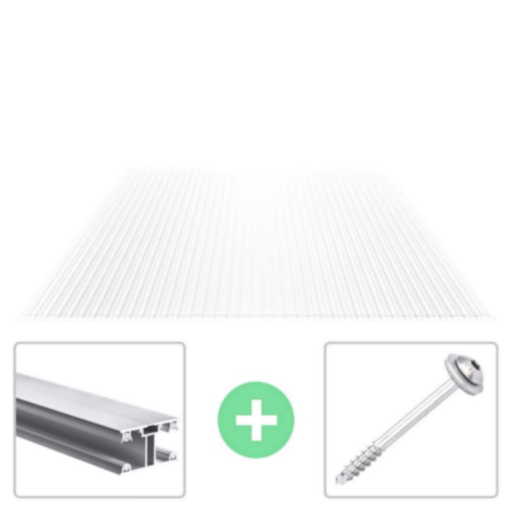 Polycarbonat Stegplatte | 16 mm | Profil ECO | Sparpaket | Plattenbreite 1,20 m | Klar | X-Struktur | Breite 3,71 m | Länge 2,00 m #2
