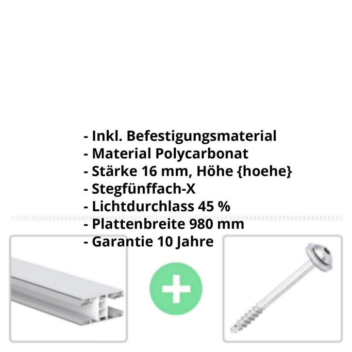 Polycarbonat Stegplatte | 16 mm | Profil Mendiger | Sparpaket | Plattenbreite 980 mm | Opal Weiß | Extra stark | Breite 3,09 m | Länge 2,00 m #2