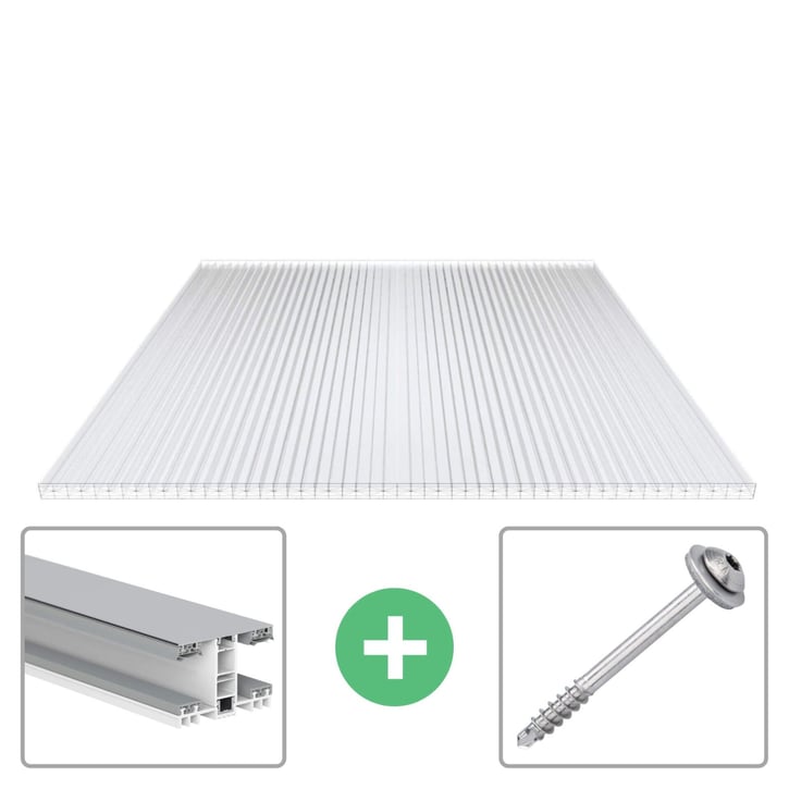 Polycarbonat Stegplatte | 25 mm | Profil Mendiger | Sparpaket | Plattenbreite 980 mm | Klar | Extra stark | Breite 3,10 m | Länge 2,00 m #1