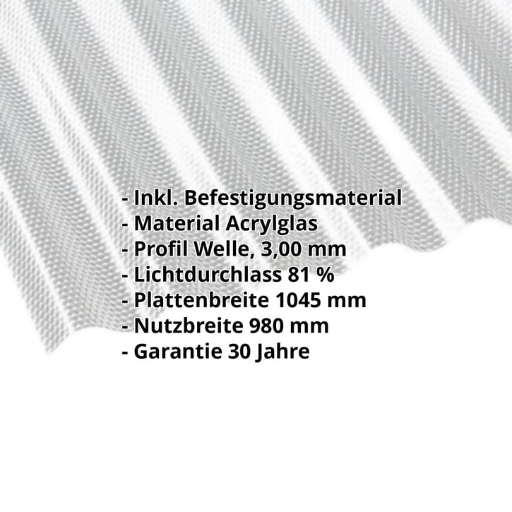 Acrylglas Wellplatte | 76/18 | Sparpaket | 3,00 mm | Klar | Wabenstruktur | Breite 3,00 m | Länge 7,00 m #2