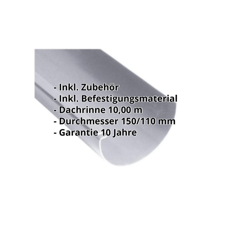 Kunststoff Dachrinnen Sparpaket 10 m | Ø 150/110 mm | Farbe Grau #2