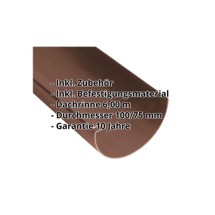 Kunststoff Dachrinnen Sparpaket 6 m | Ø 100/75 mm | Farbe Braun #2