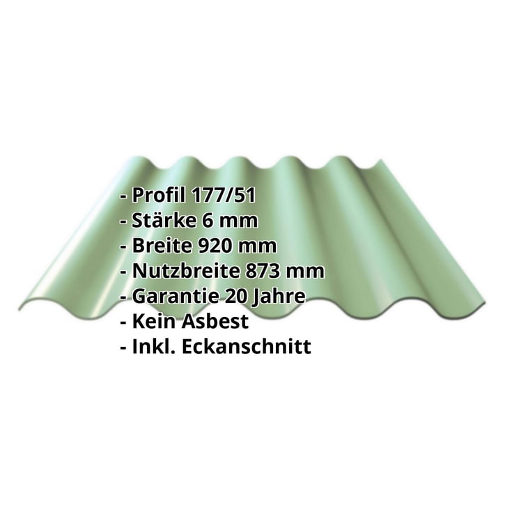 Faserzement Wellplatte Europa Profil 5 | Grün | 1250 mm #2